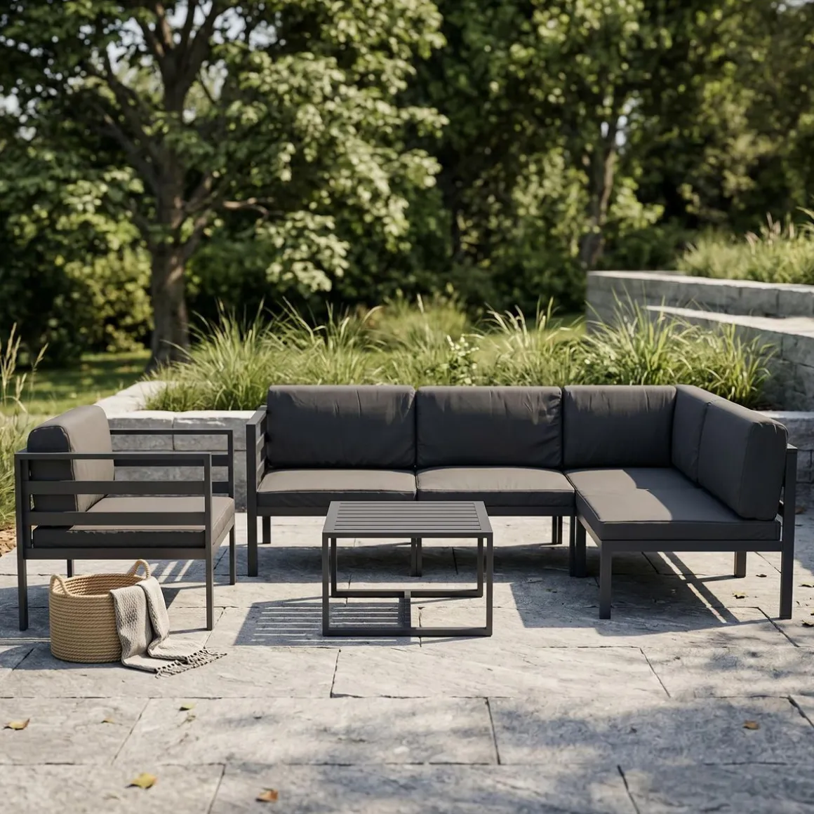 Lounge SAMBIA mit Sessel 6-teilig anthrazit