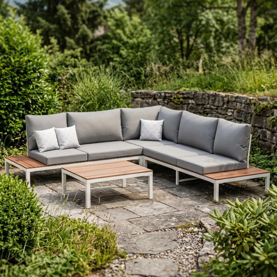 Lounge SANTANA hellgrau/natur/weiss