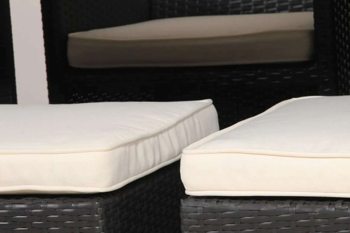 Love Seat CHERRY Rattan Garnitur schwarz/cremeweiss