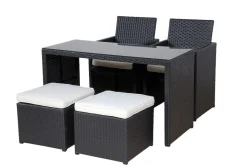 Love Seat CHERRY Rattan Garnitur schwarz/cremeweiss