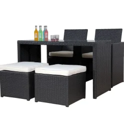 Love Seat CHERRY Rattan Garnitur schwarz/cremeweiss