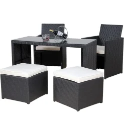 Love Seat CHERRY Rattan Garnitur schwarz/cremeweiss