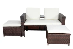 Love Seat Rattan Garnitur CHANELL braun/weiss