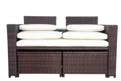 Love Seat Rattan Garnitur CHANELL braun/weiss