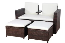 Love Seat Rattan Garnitur CHANELL braun/weiss