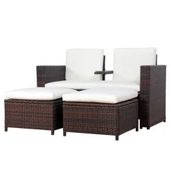 Love Seat Rattan Garnitur CHANELL braun/weiss