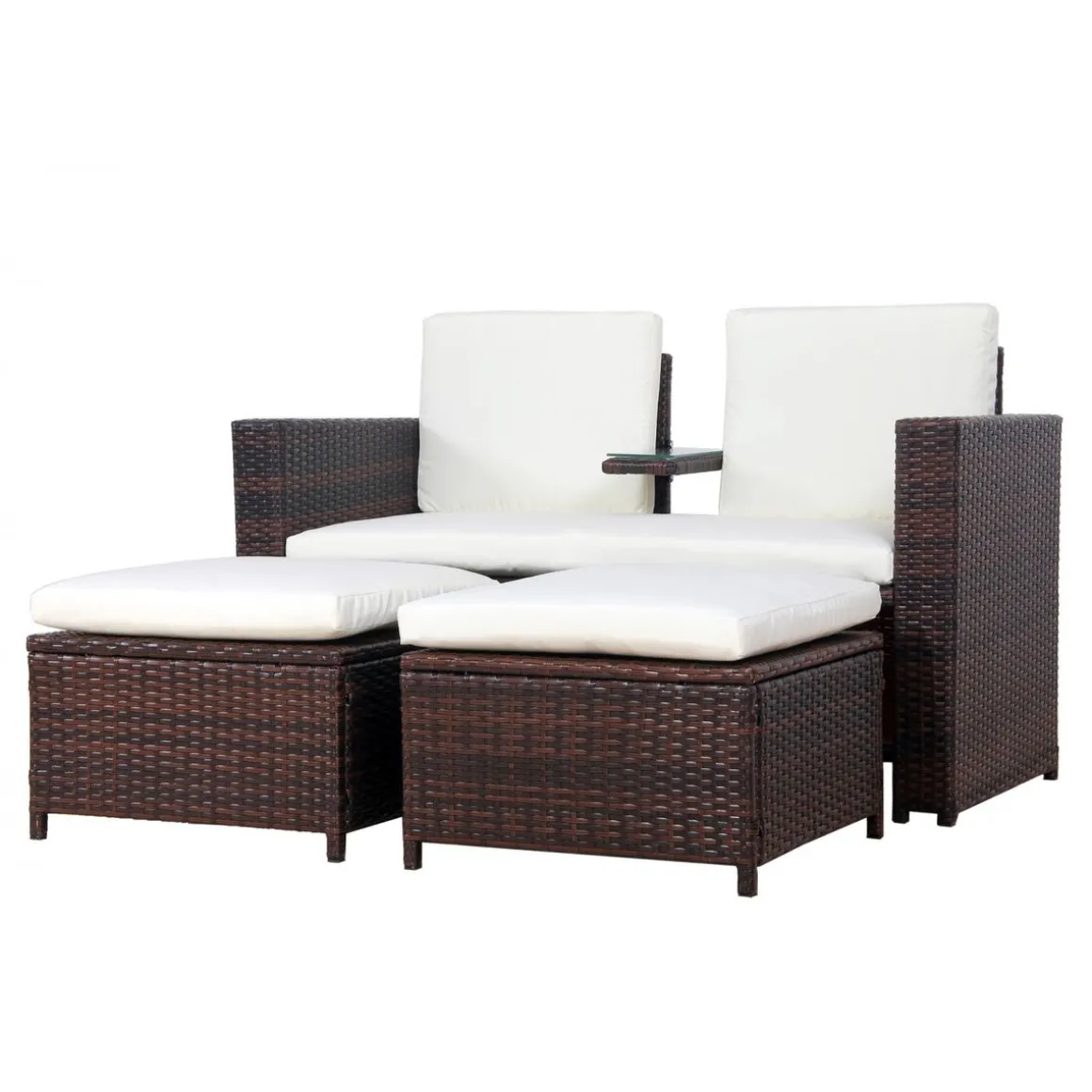 Love Seat Rattan Garnitur CHANELL braun/weiss