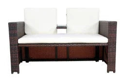 Love Seat Rattan Garnitur CHANELL braun/weiss