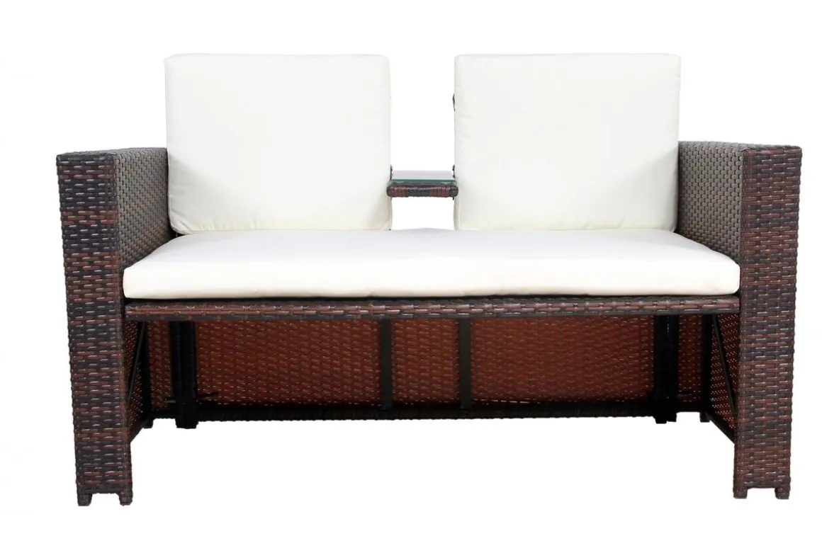 Love Seat Rattan Garnitur CHANELL braun/weiss
