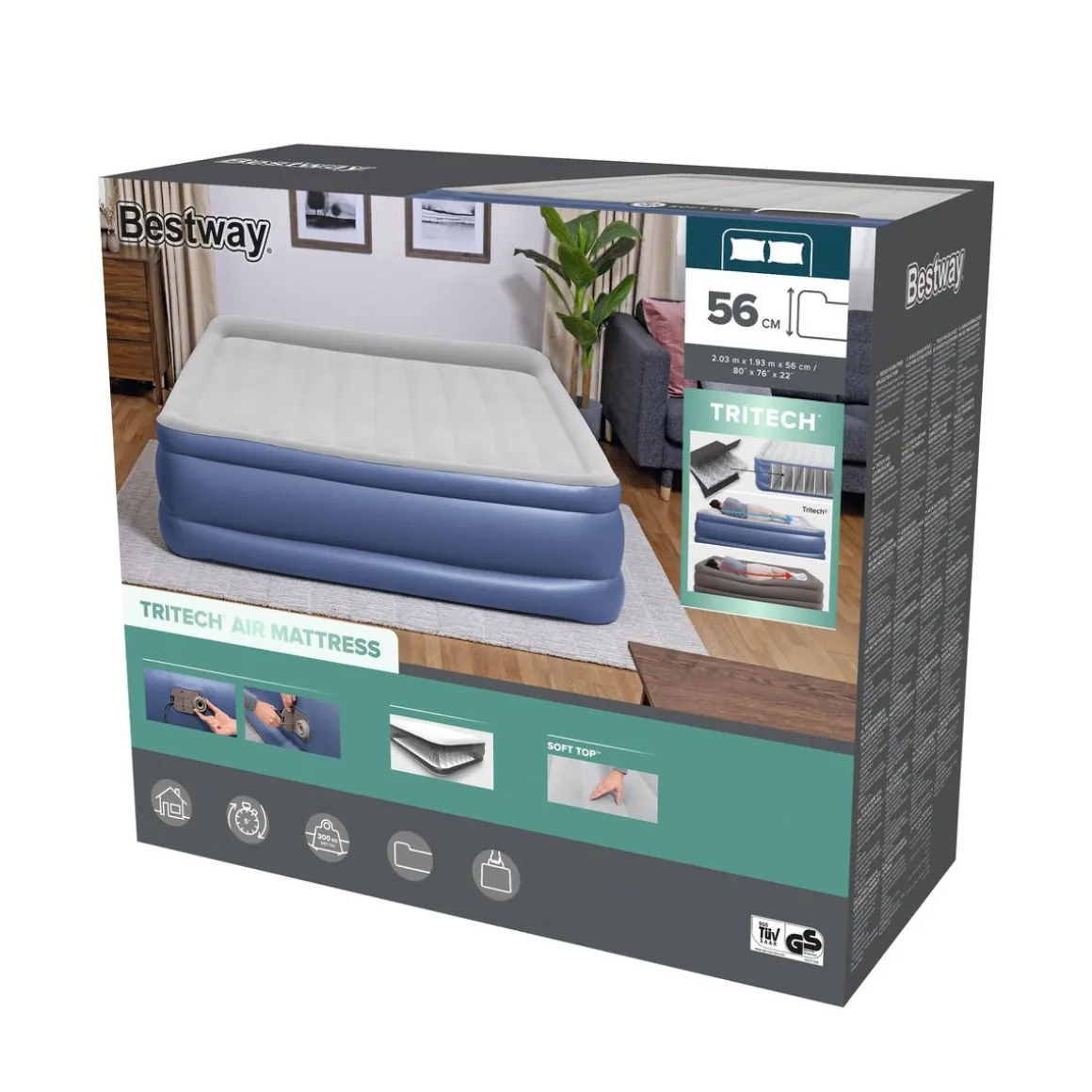 Luftbett Tritech King selbstaufblasend 203 x 193 x 56 cm