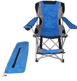 Luxus Campingstuhl mit Fussablage blau