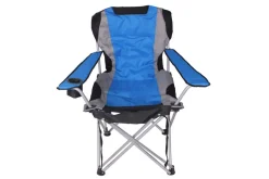 Luxus Campingstuhl mit Fussablage blau