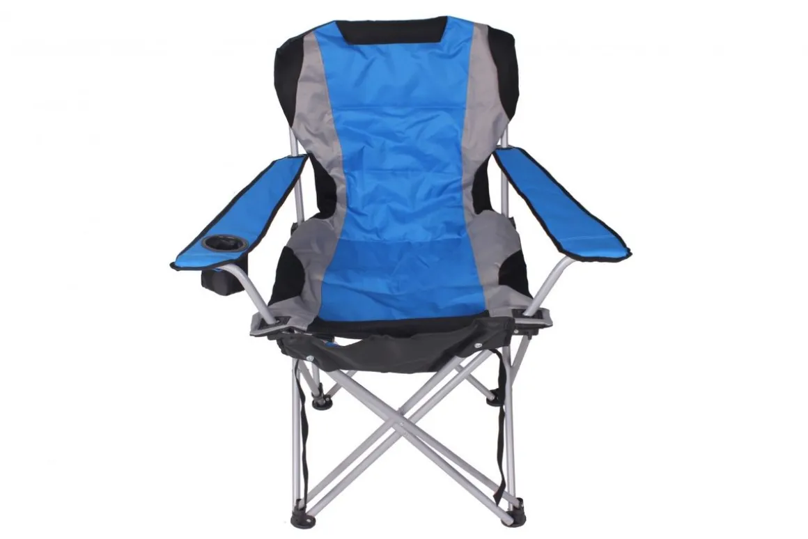 Luxus Campingstuhl mit Fussablage blau