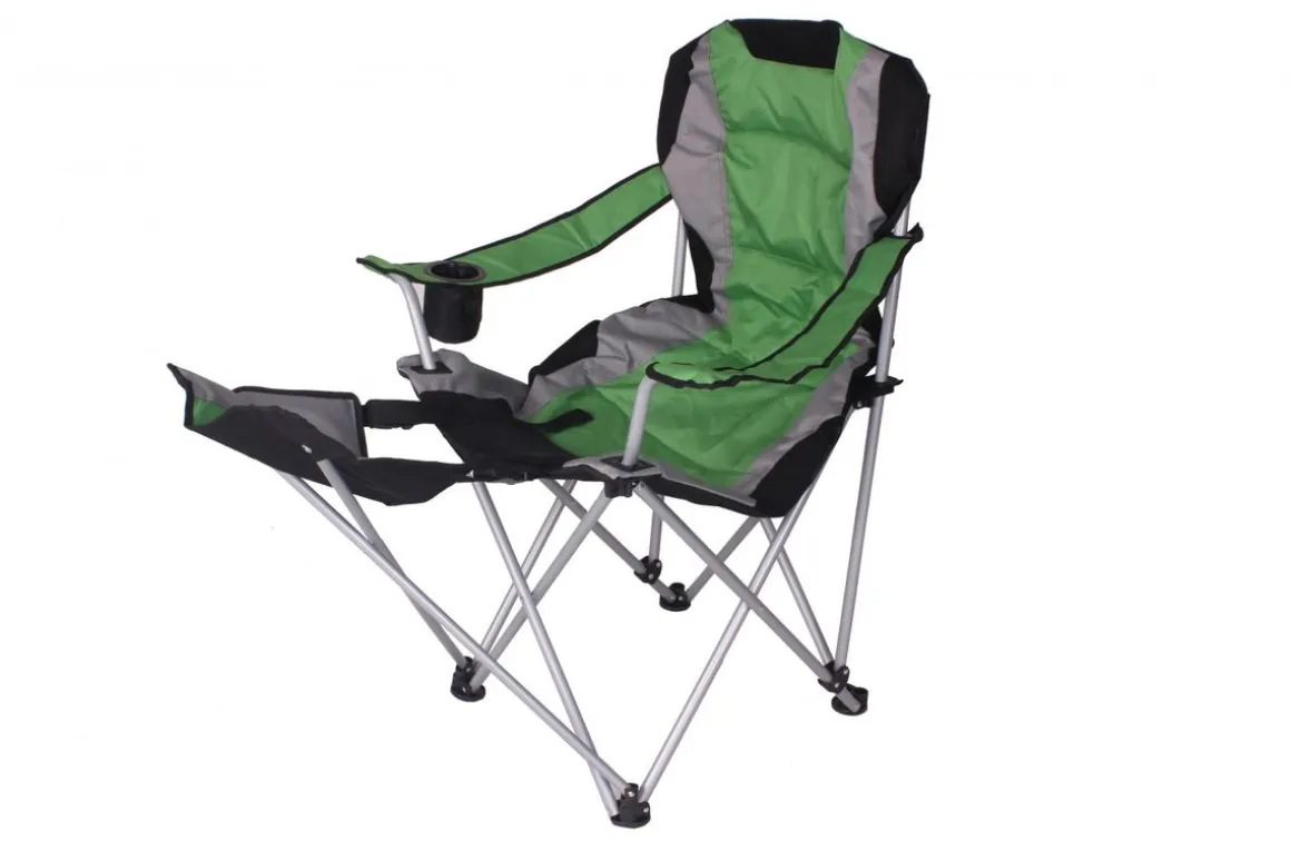 Luxus Campingstuhl mit Fussablage grün