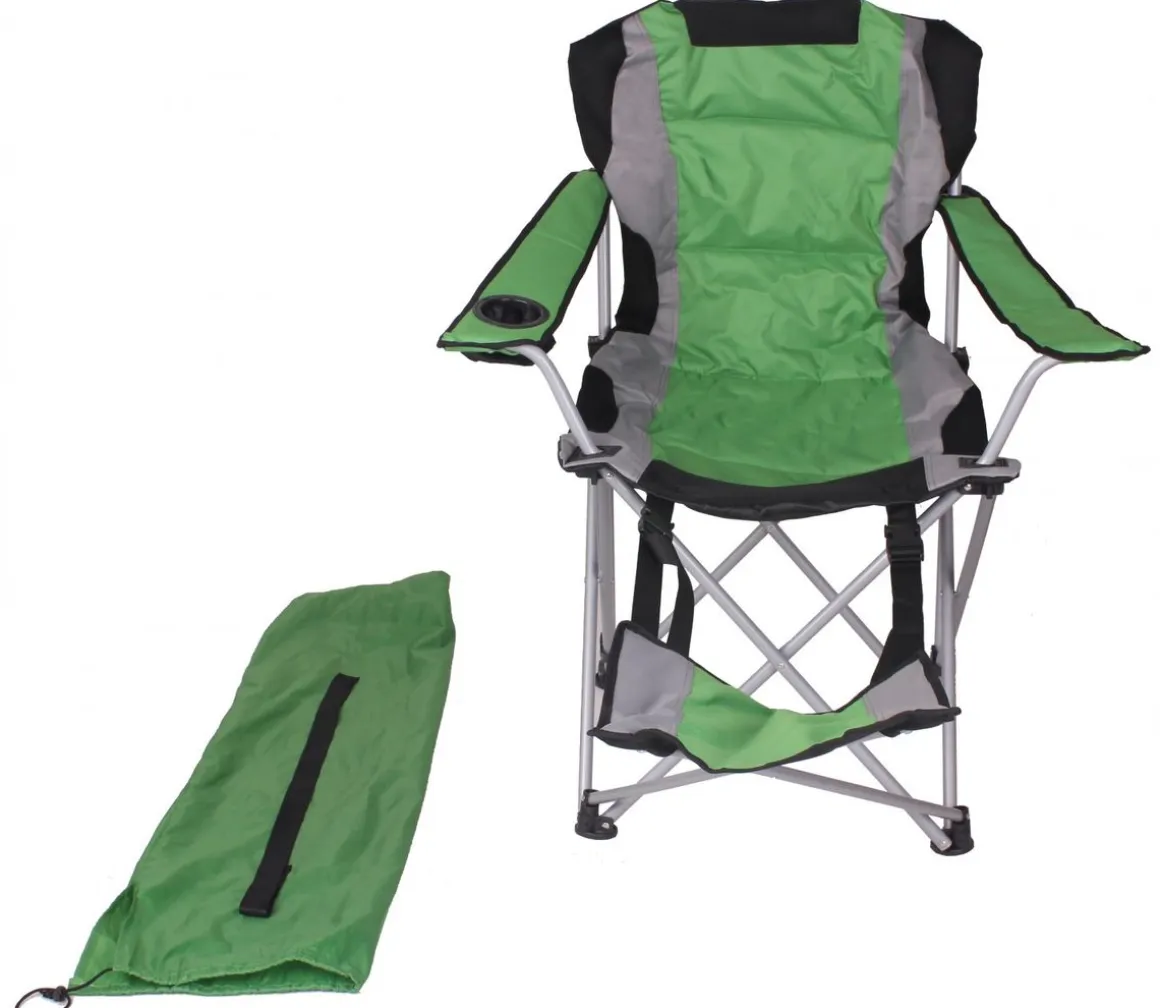 Luxus Campingstuhl mit Fussablage grün