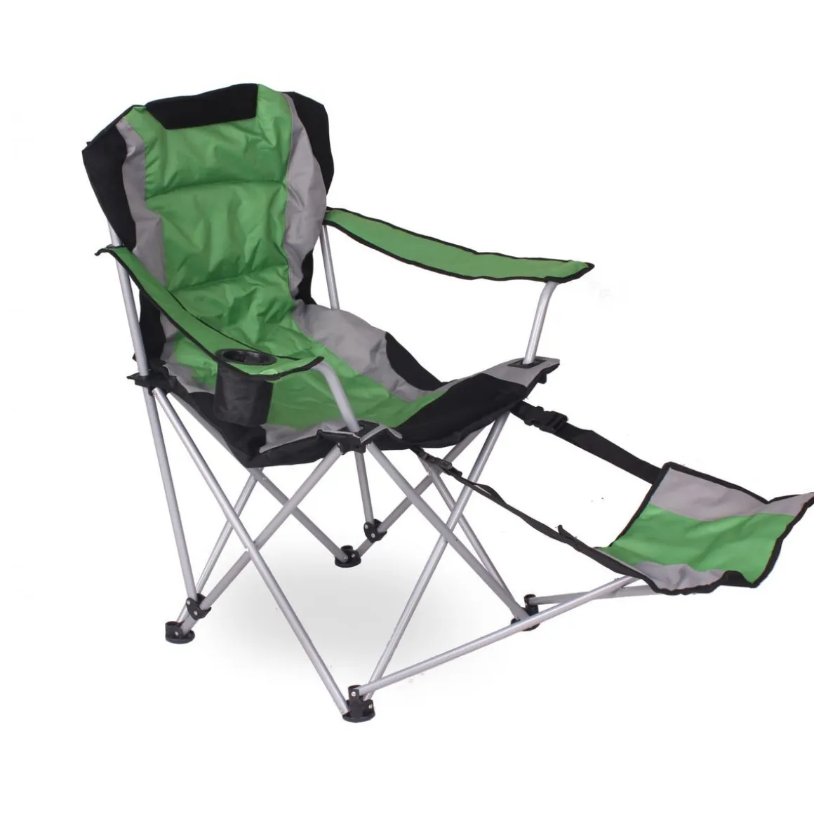 Luxus Campingstuhl mit Fussablage grün