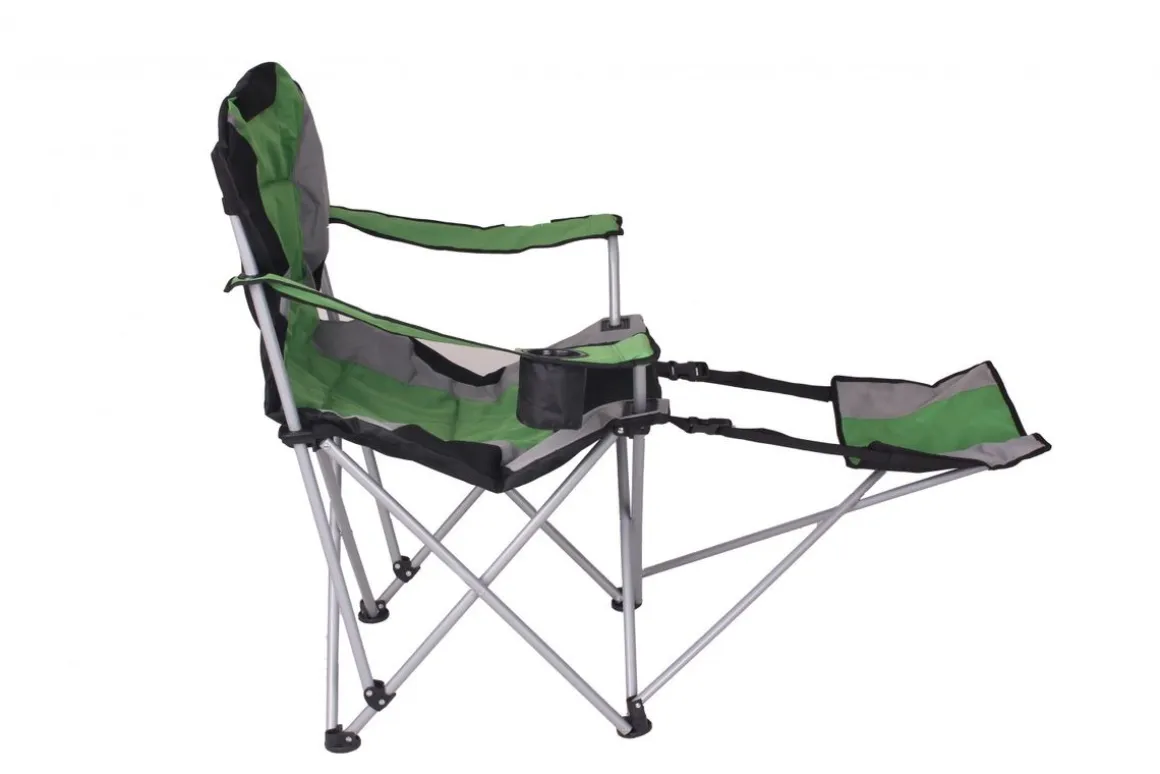 Luxus Campingstuhl mit Fussablage grün