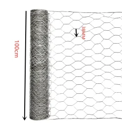 Maschendrahtzaun 3.8 cm sechseck 1 m x 25 m