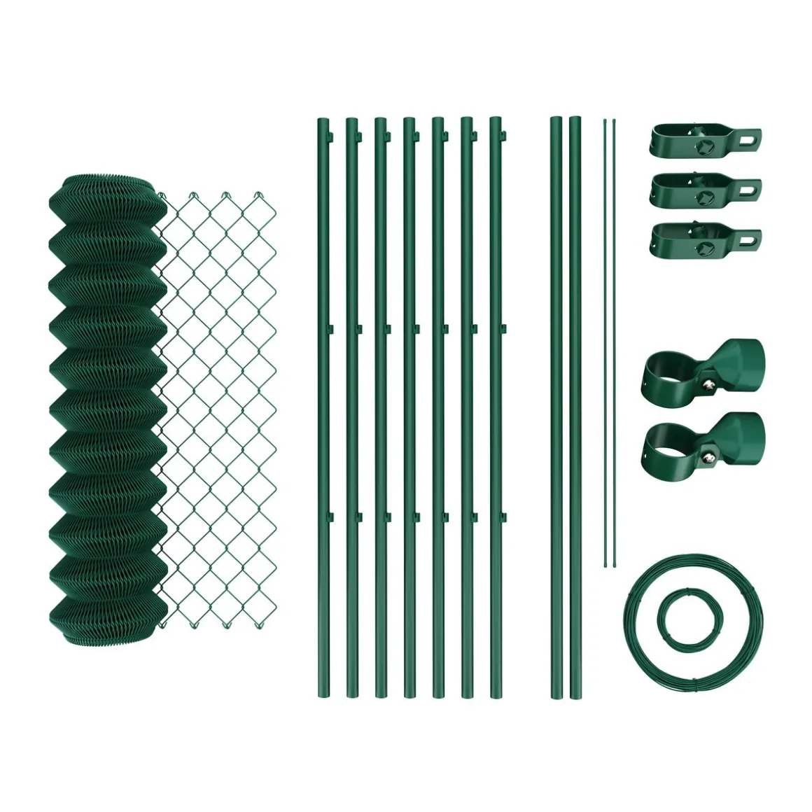 Maschendrahtzaun Komplettset grün 1.5 x 15 m