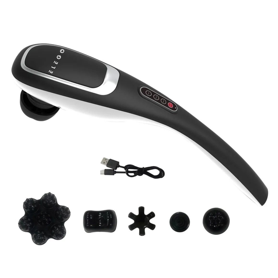 Massagegerät mit Akku 5 Aufsätze schwarz/weiss