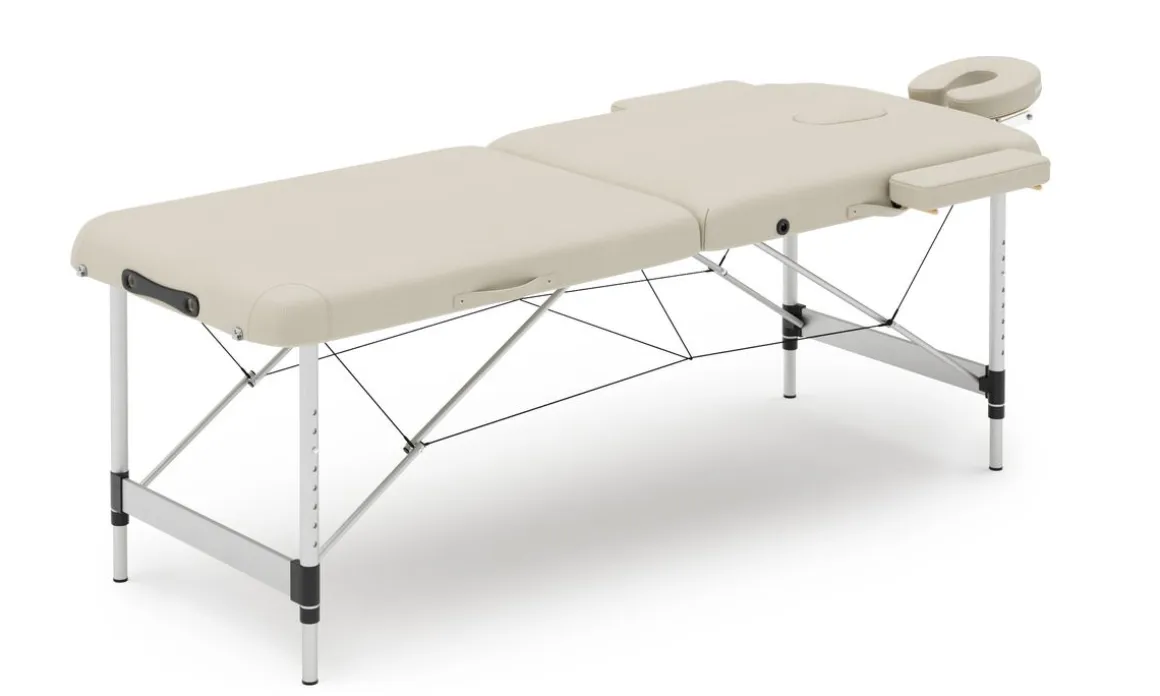 Massageliege 2-Zonen Alu beige