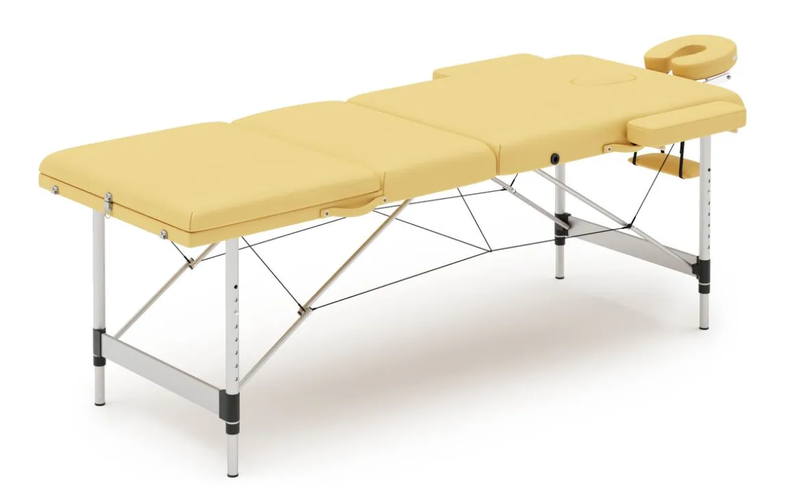 Massageliege 3-Zonen Alu gelb