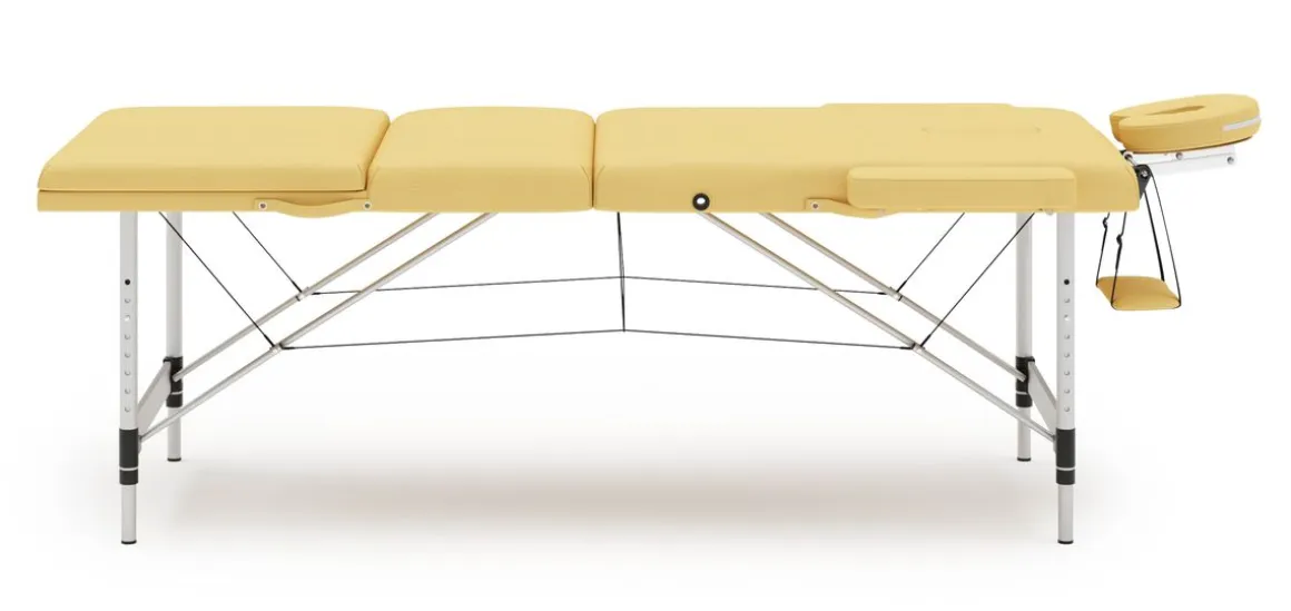 Massageliege 3-Zonen Alu gelb