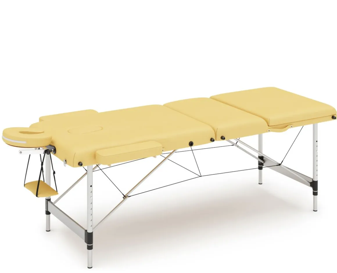 Massageliege 3-Zonen Alu gelb
