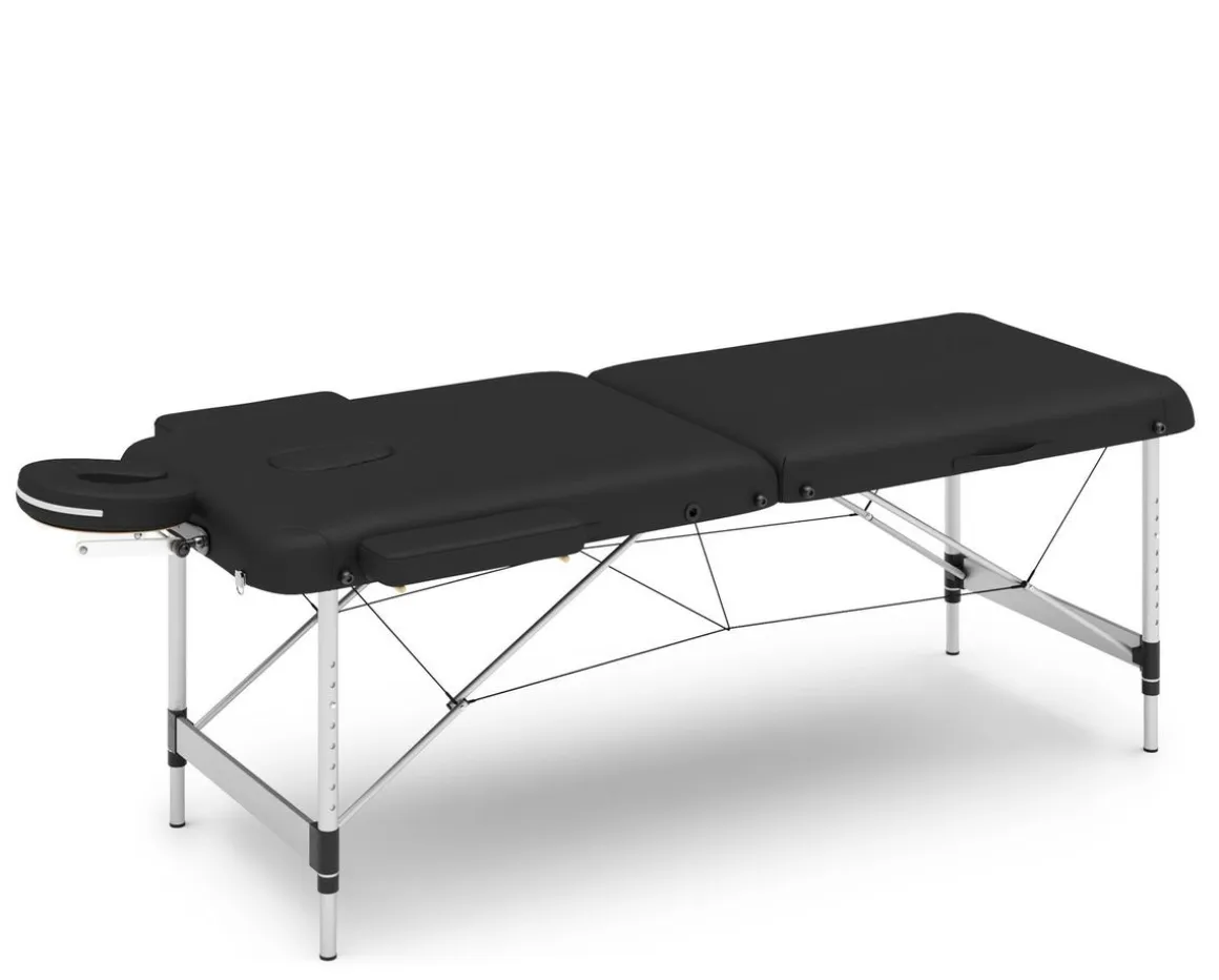 Massageliege 2-Zonen Alu schwarz