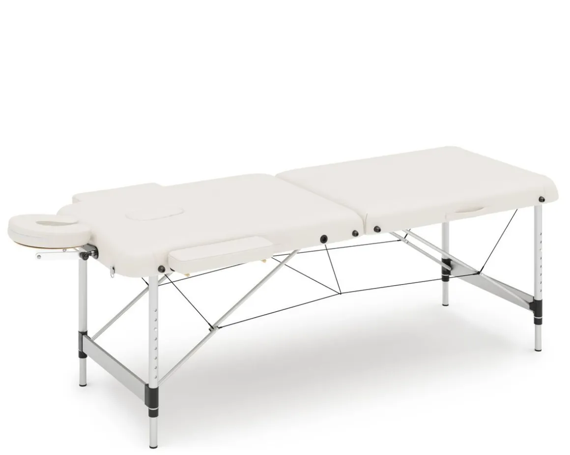 Massageliege 2-Zonen Alu weiss