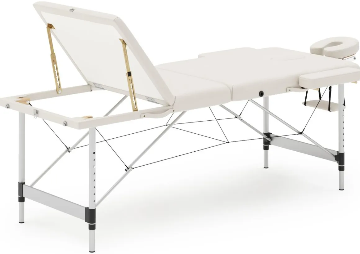 Massageliege 3-Zonen Alu weiss