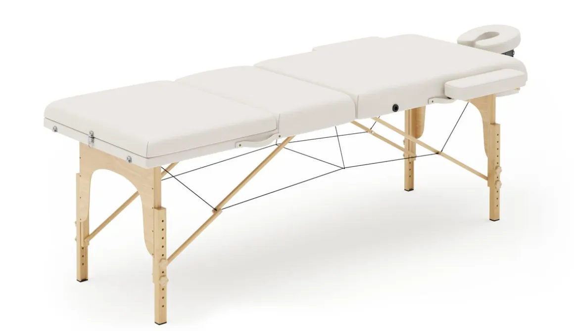 Massageliege 3-Zonen mit Lagerungsrollen weiss