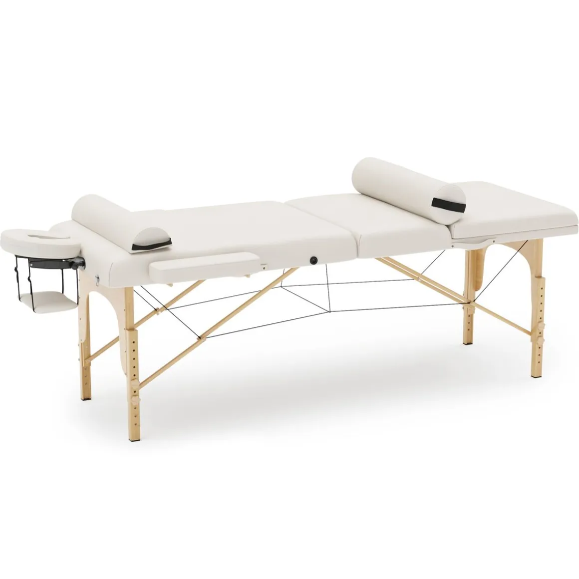 Massageliege 3-Zonen mit Lagerungsrollen weiss