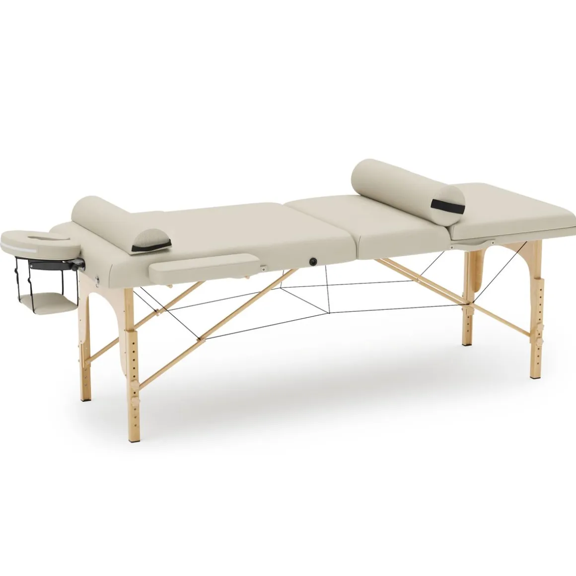 Massageliege 3-Zonen mit Lagerungsrollen beige