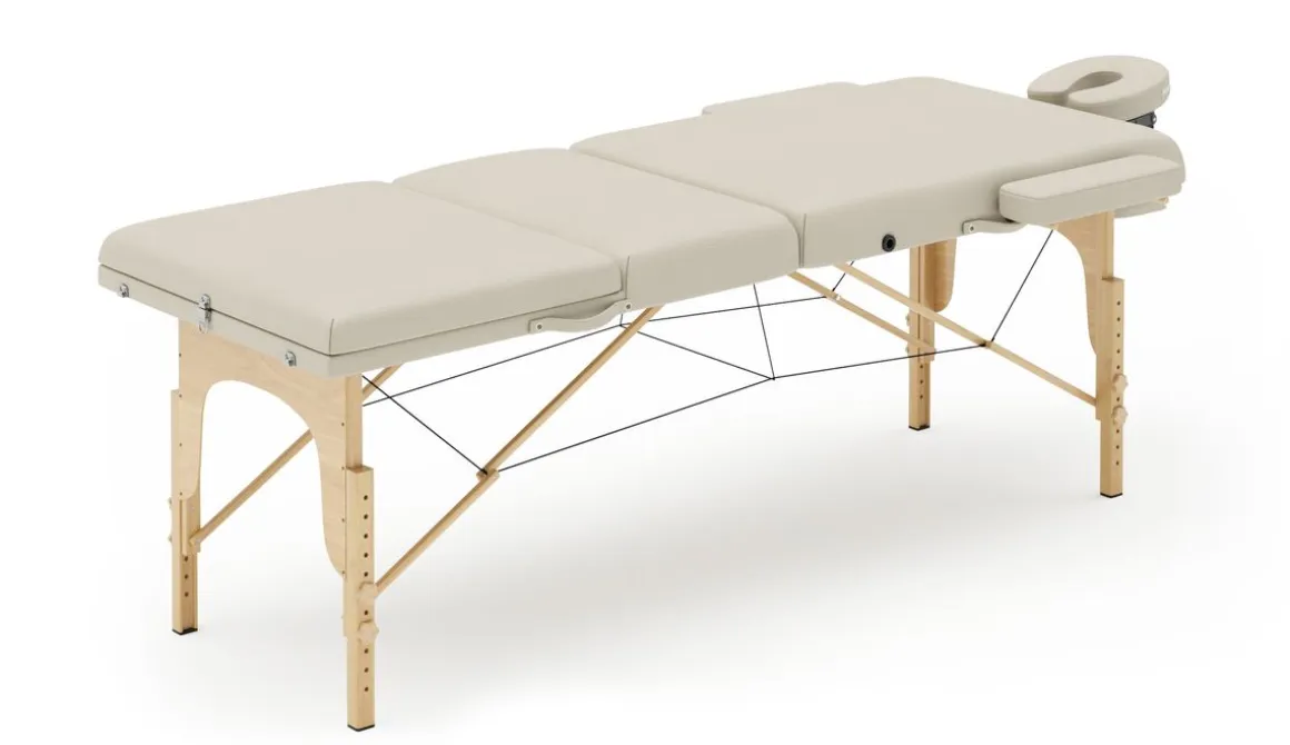 Massageliege 3-Zonen mit Lagerungsrollen beige