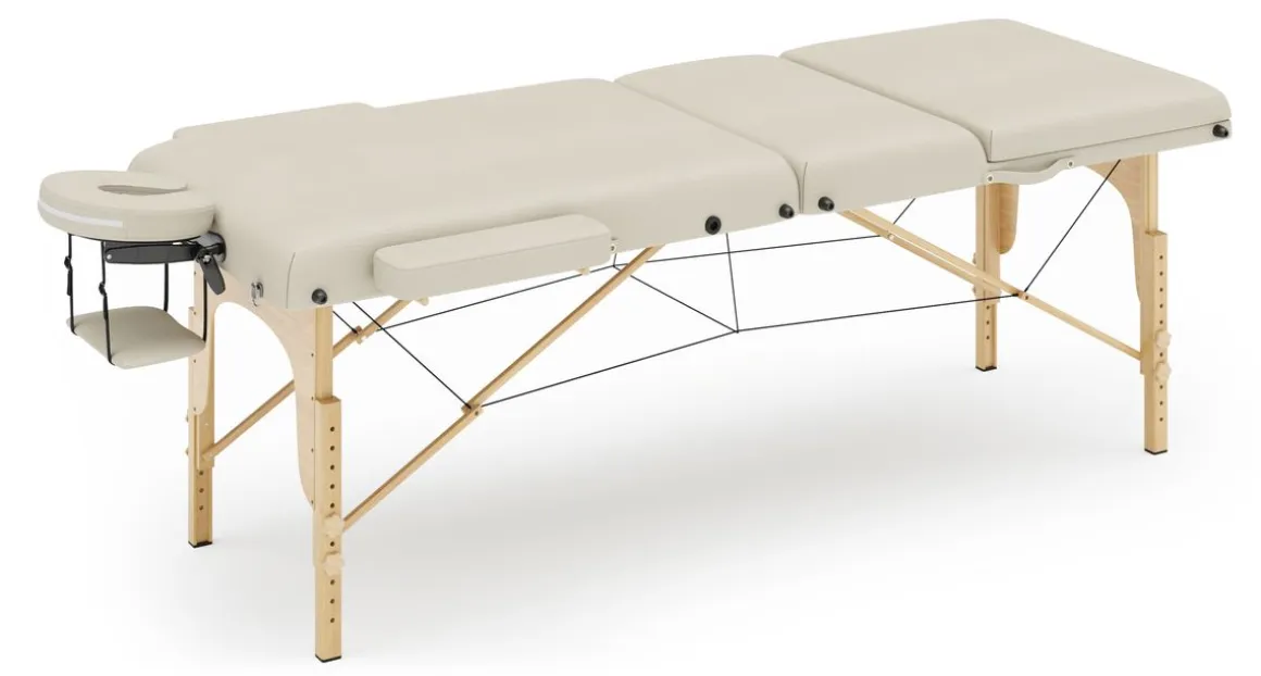 Massageliege 3-Zonen mit Lagerungsrollen beige