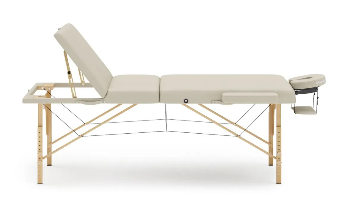 Massageliege 3-Zonen mit Lagerungsrollen beige
