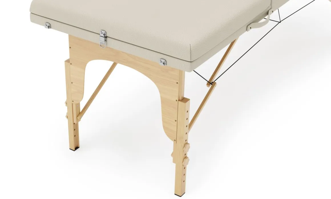 Massageliege 3-Zonen mit Lagerungsrollen beige