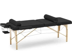 Massageliege 3-Zonen mit Lagerungsrollen schwarz