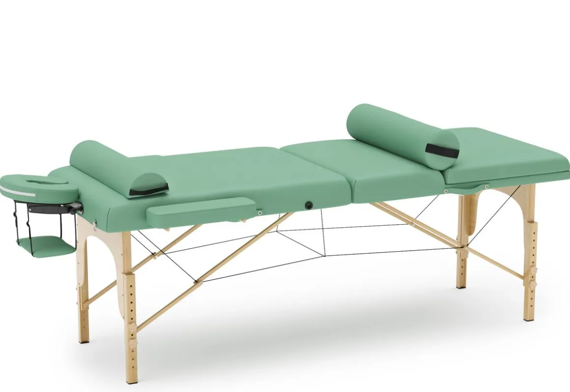 Massageliege 3-Zonen mit Lagerungsrollen türkis