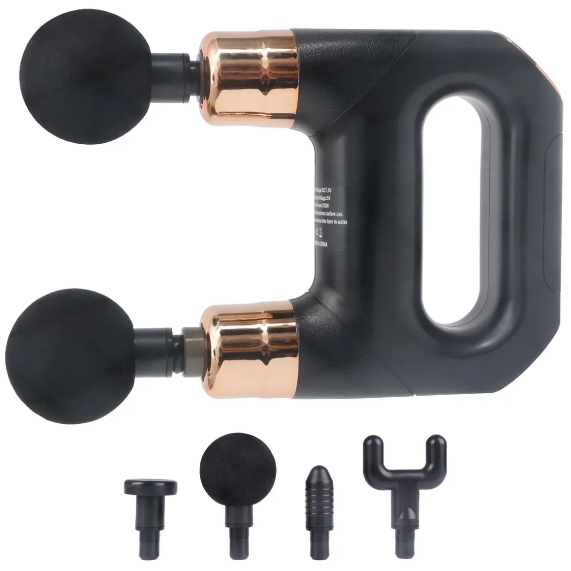Massagepistole Doppelkopf schwarz/gold