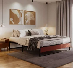 Metallbett HELENA 180 x 200 cm schwarz/natur