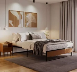 Metallbett HELENA 140 x 200 cm schwarz/natur
