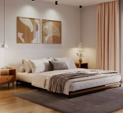 Metallbett HERTA 180 x 200 cm schwarz/natur