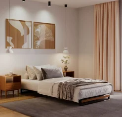 Metallbett HERTA 90 x 200 cm schwarz/natur