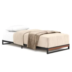 Metallbett HERTA 90 x 200 cm schwarz/natur