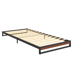 Metallbett HERTA 90 x 200 cm schwarz/natur