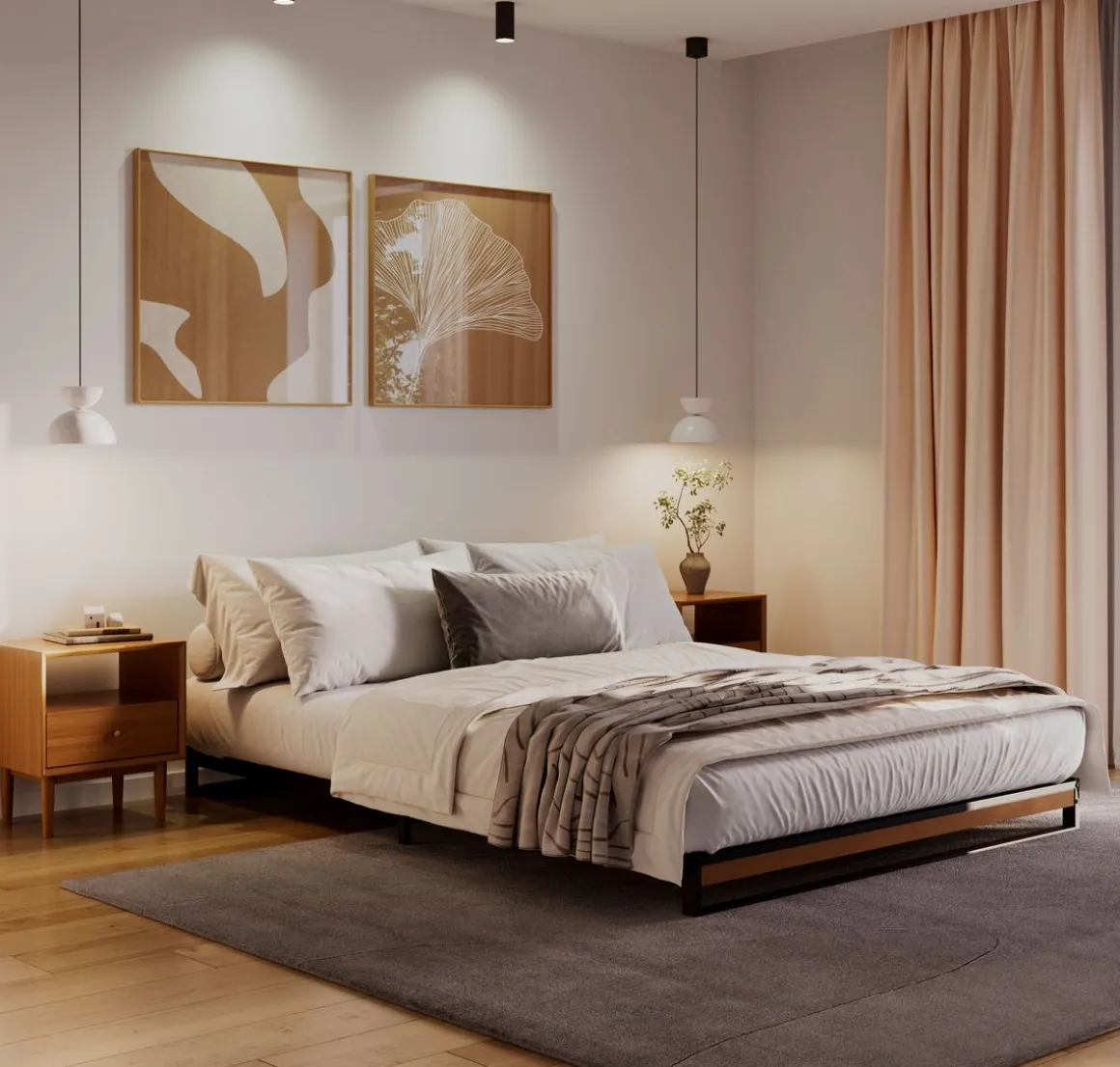 Metallbett HERTA 140 x 200 cm schwarz/natur