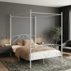 Metallbett Himmelbett COLETTE 140 x 200 cm weiss