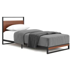 Metallbett INGRID 90 x 200 cm schwarz/natur